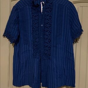 Just USA Navy Blue Lace Blouse